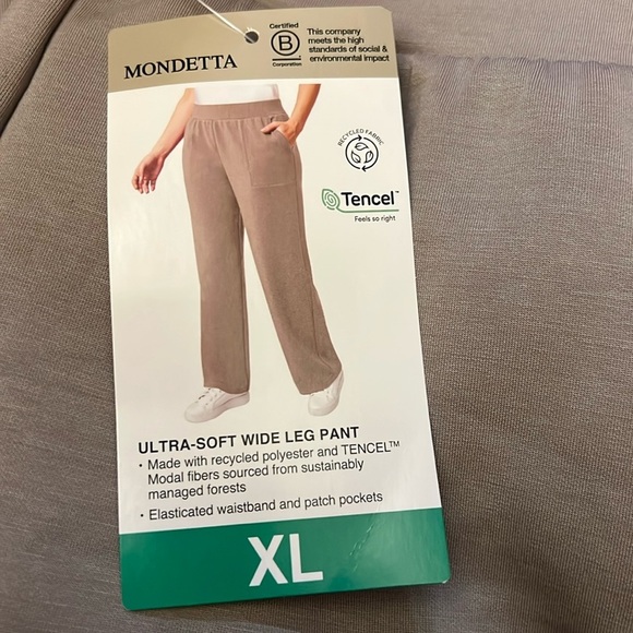 NWT‎ Mondetta Ultra-Soft Wide Leg Pant tan XL S - Picture 3 of 4
